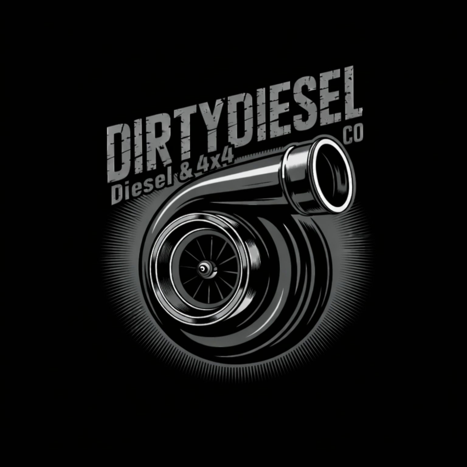 DirtyDiesel Co. Diesel & 4x4 logo featuring a turbocharger